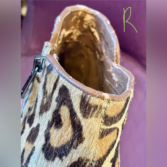On Trend! Sam Edelman Petty Leopard Print Horsehair Ankle Booties 7M Brown/Gold - Picture 15 of 15